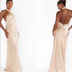 Showmeyourmumu Jasmine Halter Maxi Dress in champagne
